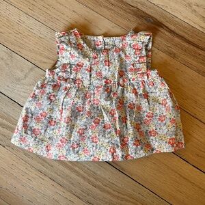 GAP Floral Ruffle-Sleeve Casual Dress in White, Pink, Yellow